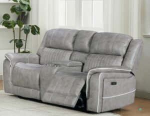 2 seater sofa, reclining loveseat, recliner sofa with console, recliner with cup holders, electric recliner sofa, gris claro sofa, USB charging sofa