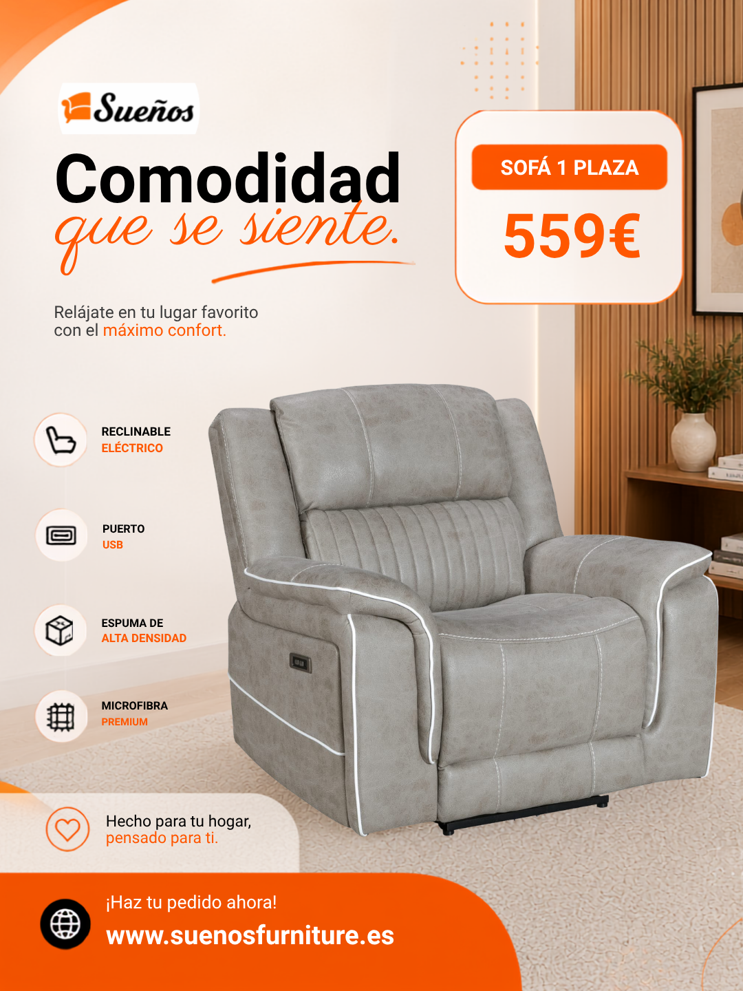 Maria Sofa 1 Seater Gris Claro Maria Sofa 1 Seater Gris Claro
